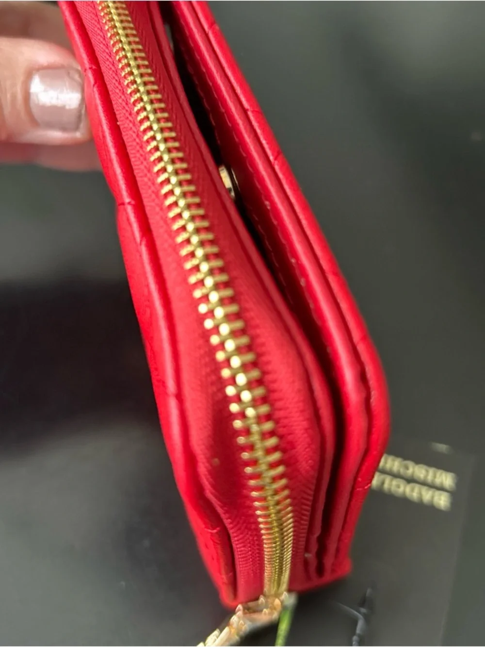 Badgley Mischka Red Card & Coin Purse Zip Around wallet Logo NWT MSRP 49.00